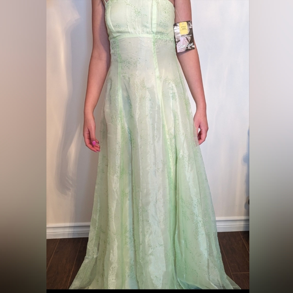 Elegant Light Green Strapless Gown